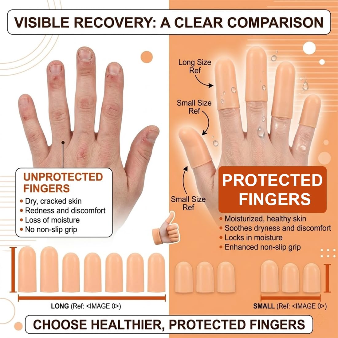 GXGM 20 Pièces protège doigt en silicone, Protection du pouce, Protection du bout des doigts Imperméables, des doigts en cas de blessure des mains, Convient au pouce(Couleur chair)