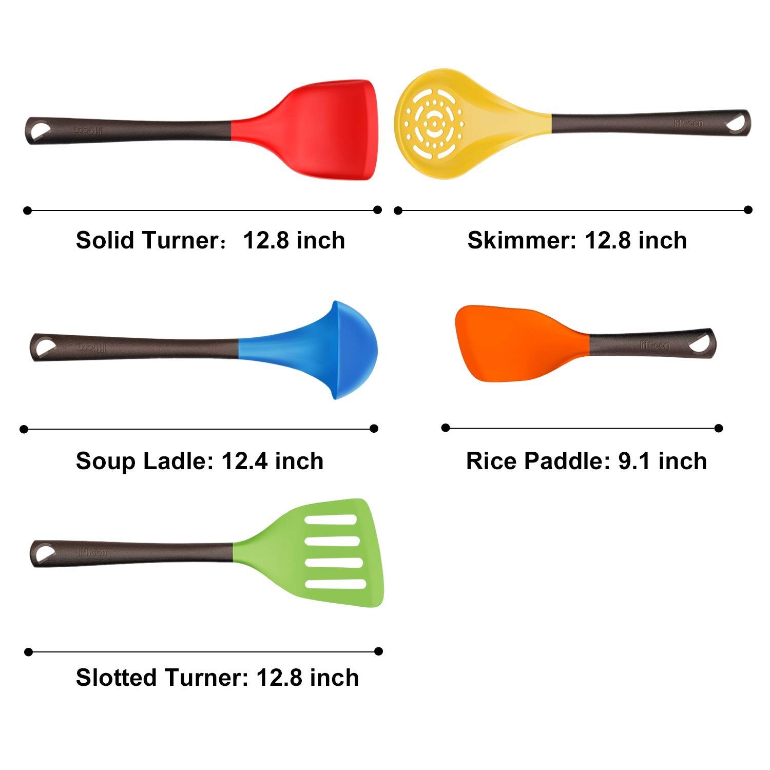 Liflicon Silicone Spatula Set, 12 in, Dishwasher Safe