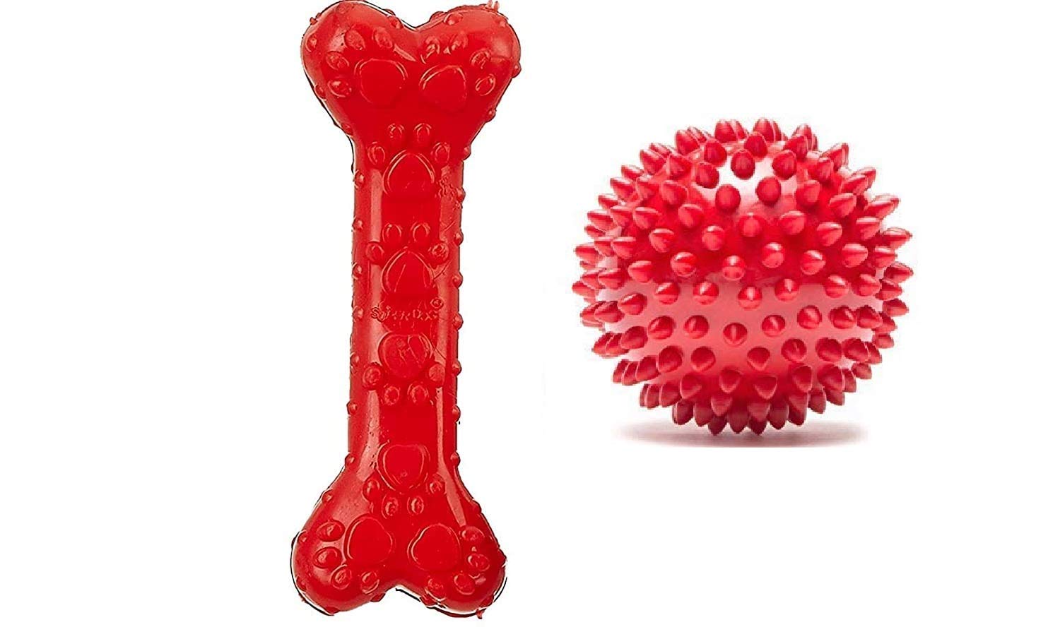 Pet Guard Dog Rubber Chew Toy Combo (Spike Ball Toy + Scented Paw Rubber Bone Toy) - Color May Vary (B08NK97V1W) Amazon Price History, Amazon Price Tracker