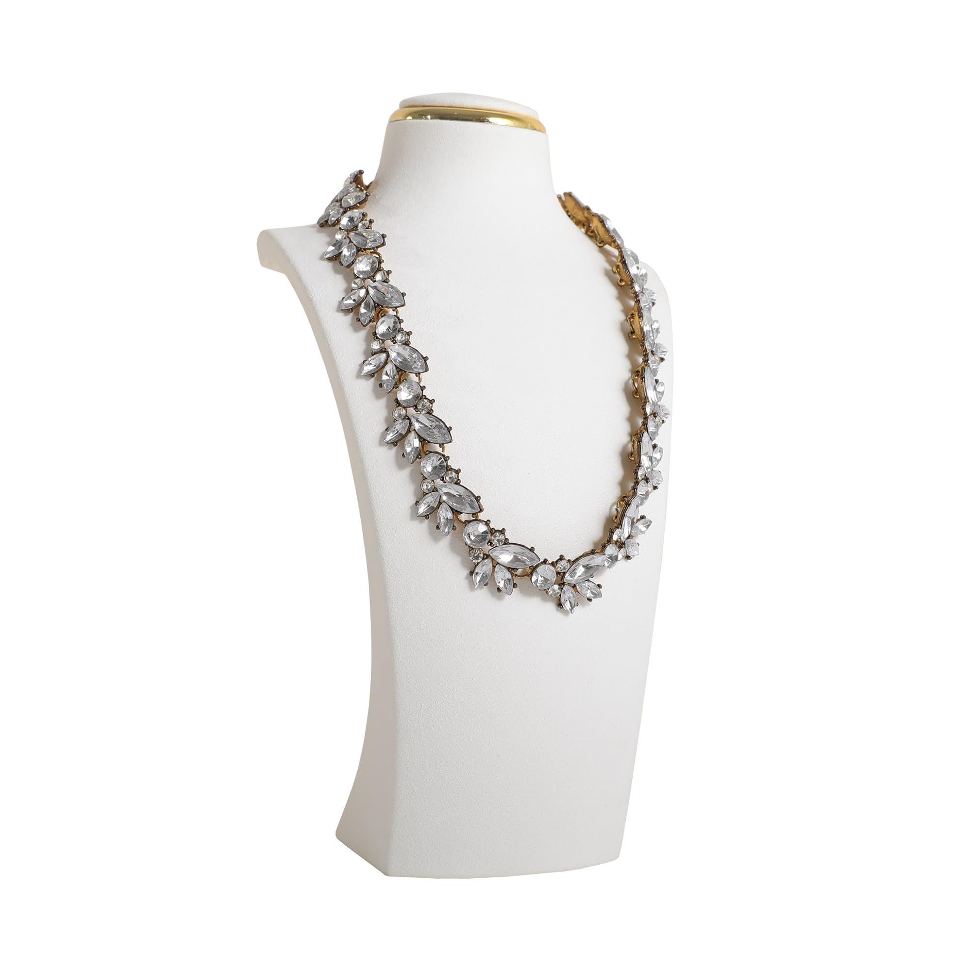 GemeShou White necklace display stands for selling, Velvet necklace storage organizer, Necklace mannequin jewelry bust holder for boutique store【White-Medium height 26 cm】