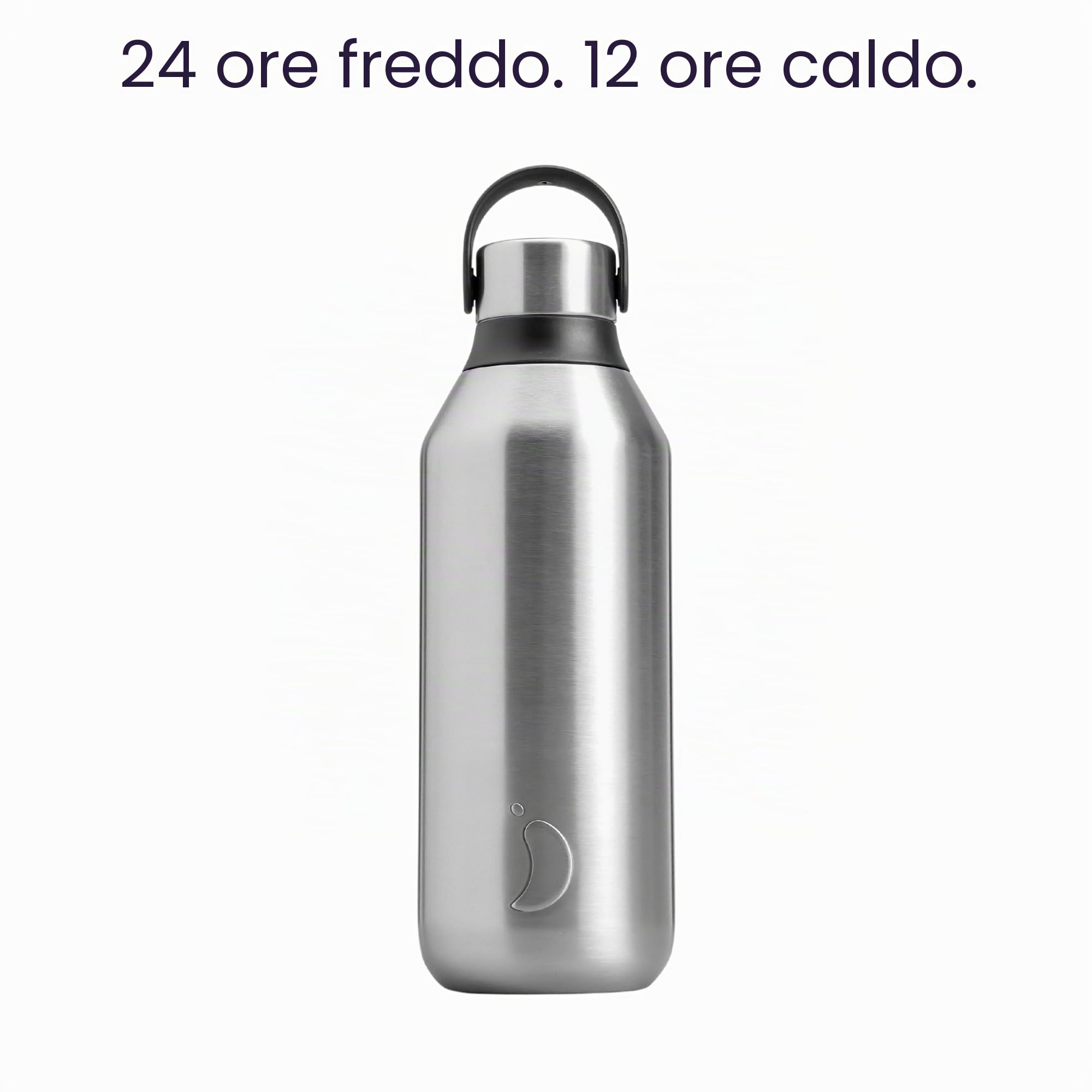 Chilly's Series 2 Borraccia - Borraccia in Acciaio Inossidabile con Isolamento Sottovuoto, Collare Morbido e Anello di Trasporto, Borraccia Termica per Bevande Calde e Fredde - A Prova di Perdite