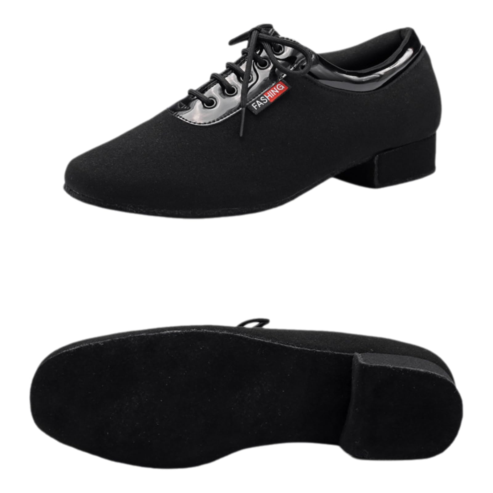 Scarpe da Ballo Uomo Salsa Stringate Tacco Basso Nero