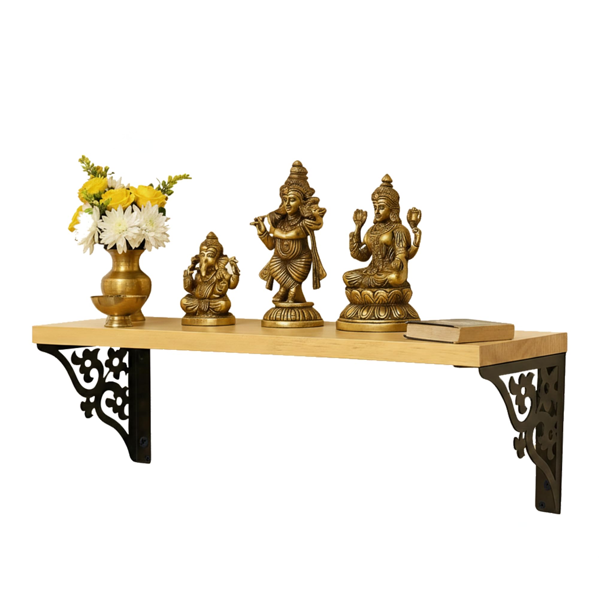 White Wooden Pooja Temple Shelf - Wall Mountable -5 White Wooden Pooja Temple Shelf - Wall Mountable -5