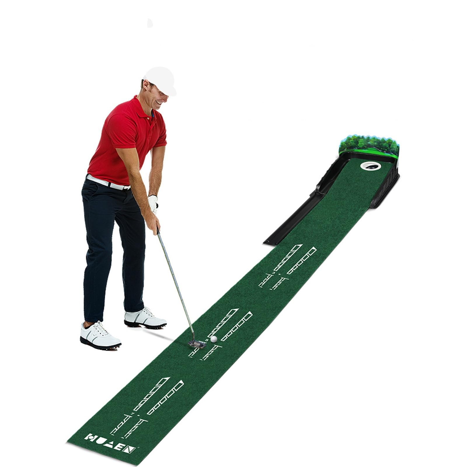 Golf Putting Mat 9ft Auto Ball Return Indoor Practice — image 1