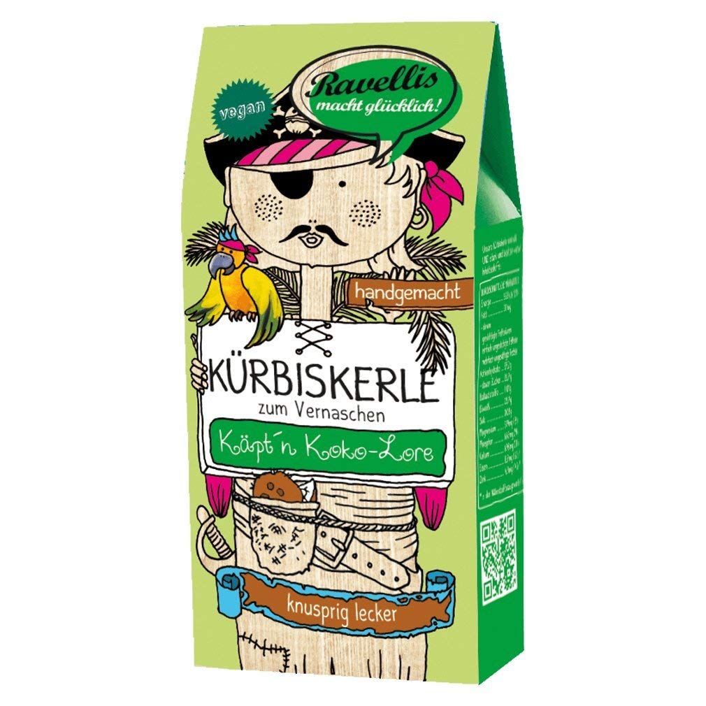 Ravellis Kürbiskerne in dunkler Schokolade mit Kokos (80 g) - Bio, Menge:6 Stück