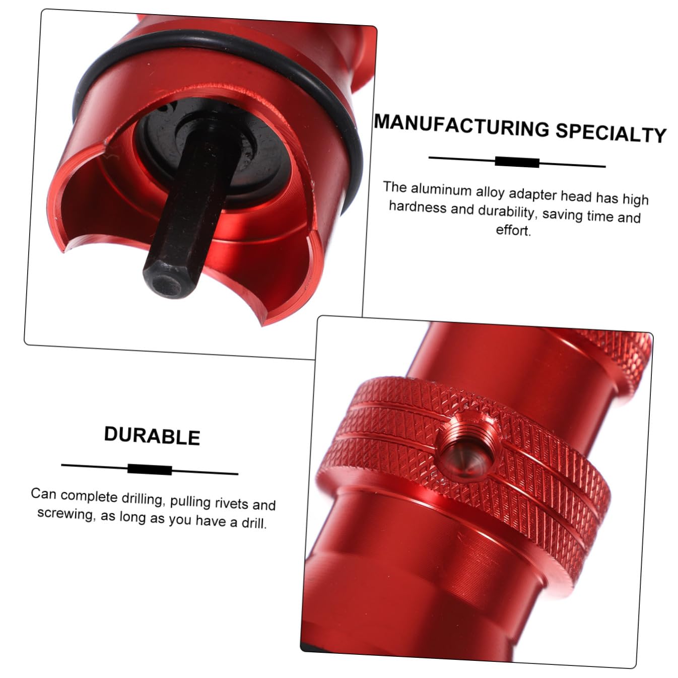 Adaptador para Remachadora Eléctrica Inalámbrica Cabezal de Aleación de Aluminio, Juego de 3 Tamaños (2,4 Mm, 3,2 Mm, 4,0 Mm) para Taladro de Impacto, Pieza de Repuesto
