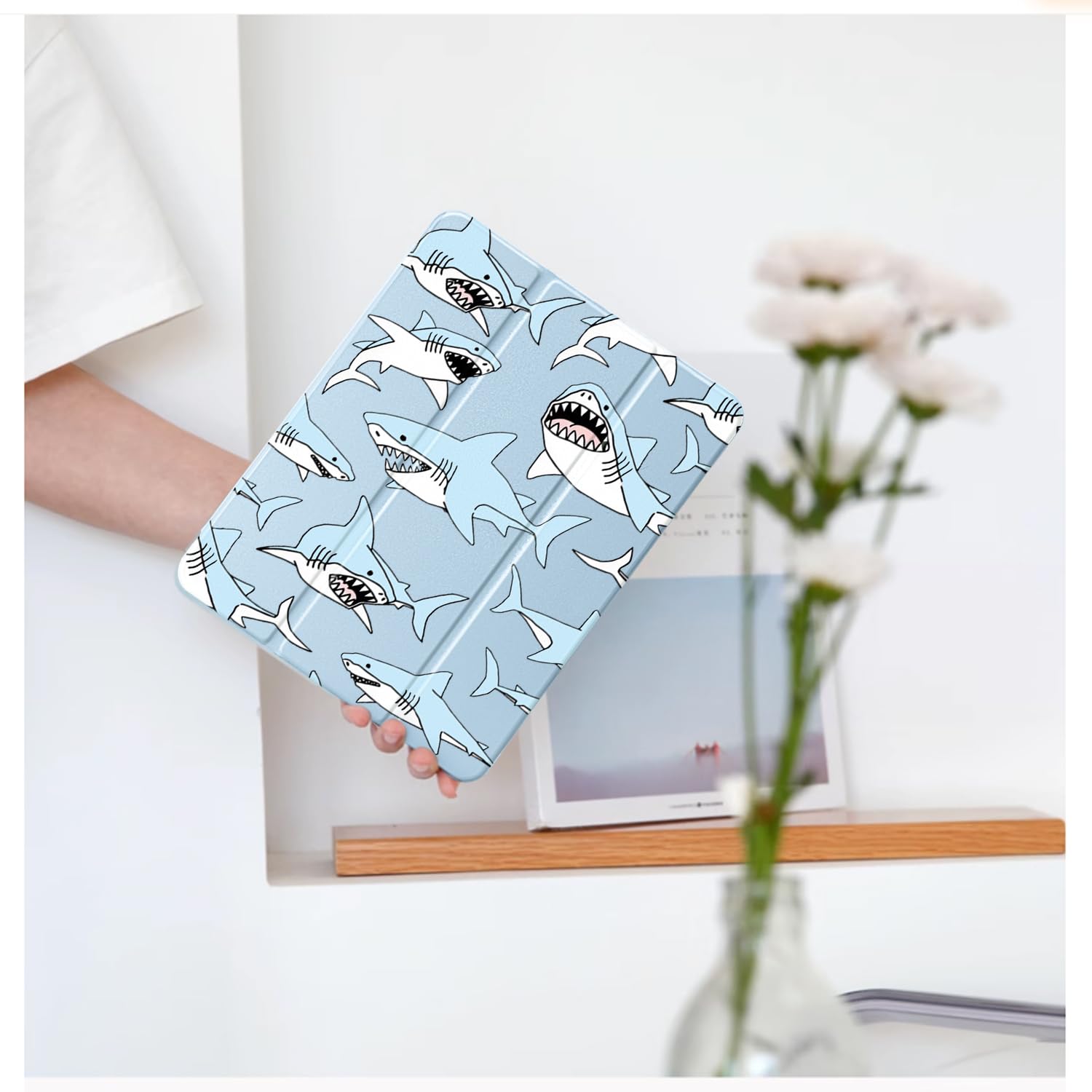 Kawaii Hamster Case For IPad 9th/7th/8th Generation(2021/2020/2019, 10.2 Inch) With Pencil Holder Foldable Green Leather Cartoon Cover Clear Back Shell Auto Wake/Sleep