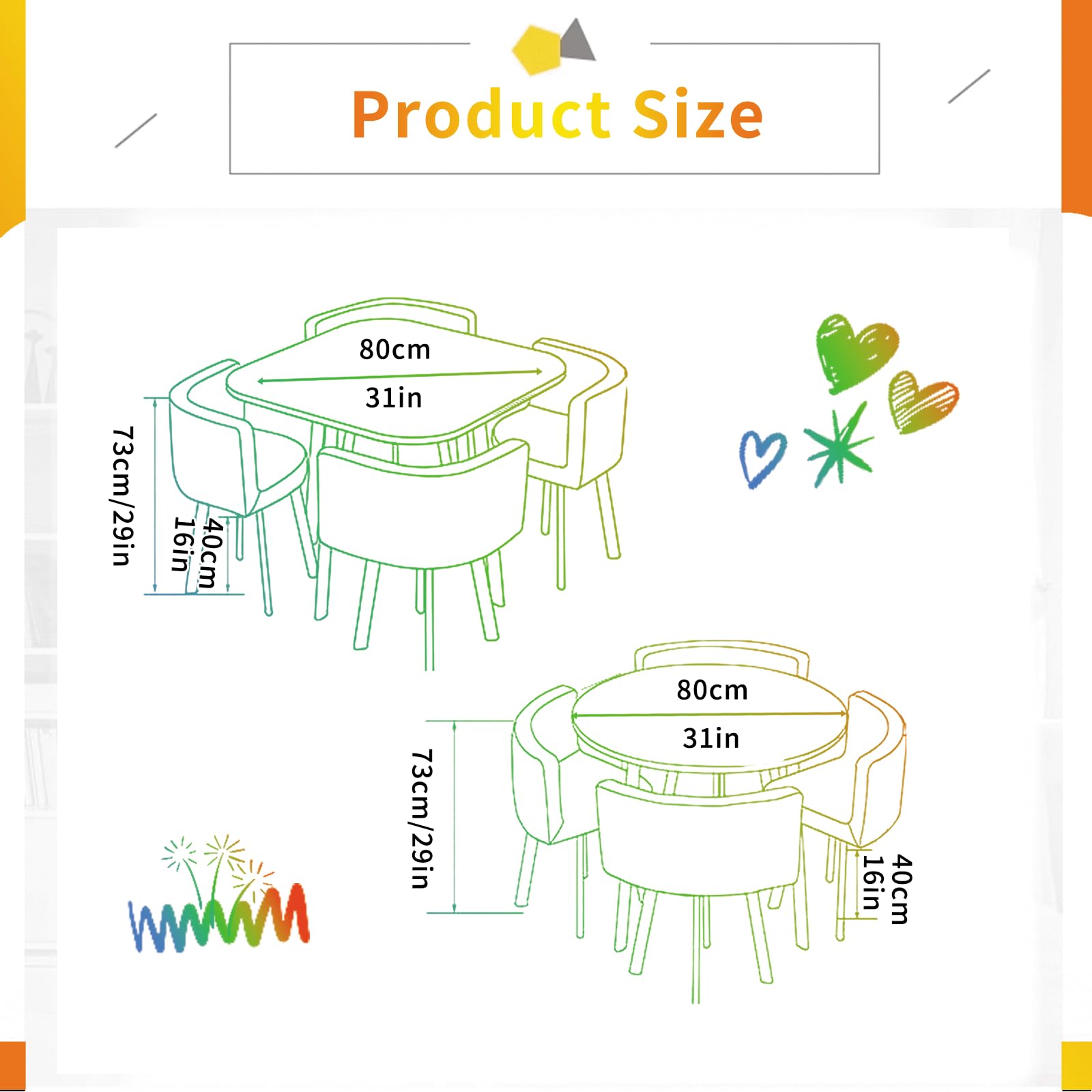 Moderno juego de mesa redonda para conferencias, mesa de comedor con sillas, muebles de cocina elegantes para cena, 80 x 75 cm, perfecto para el hogar y la oficina