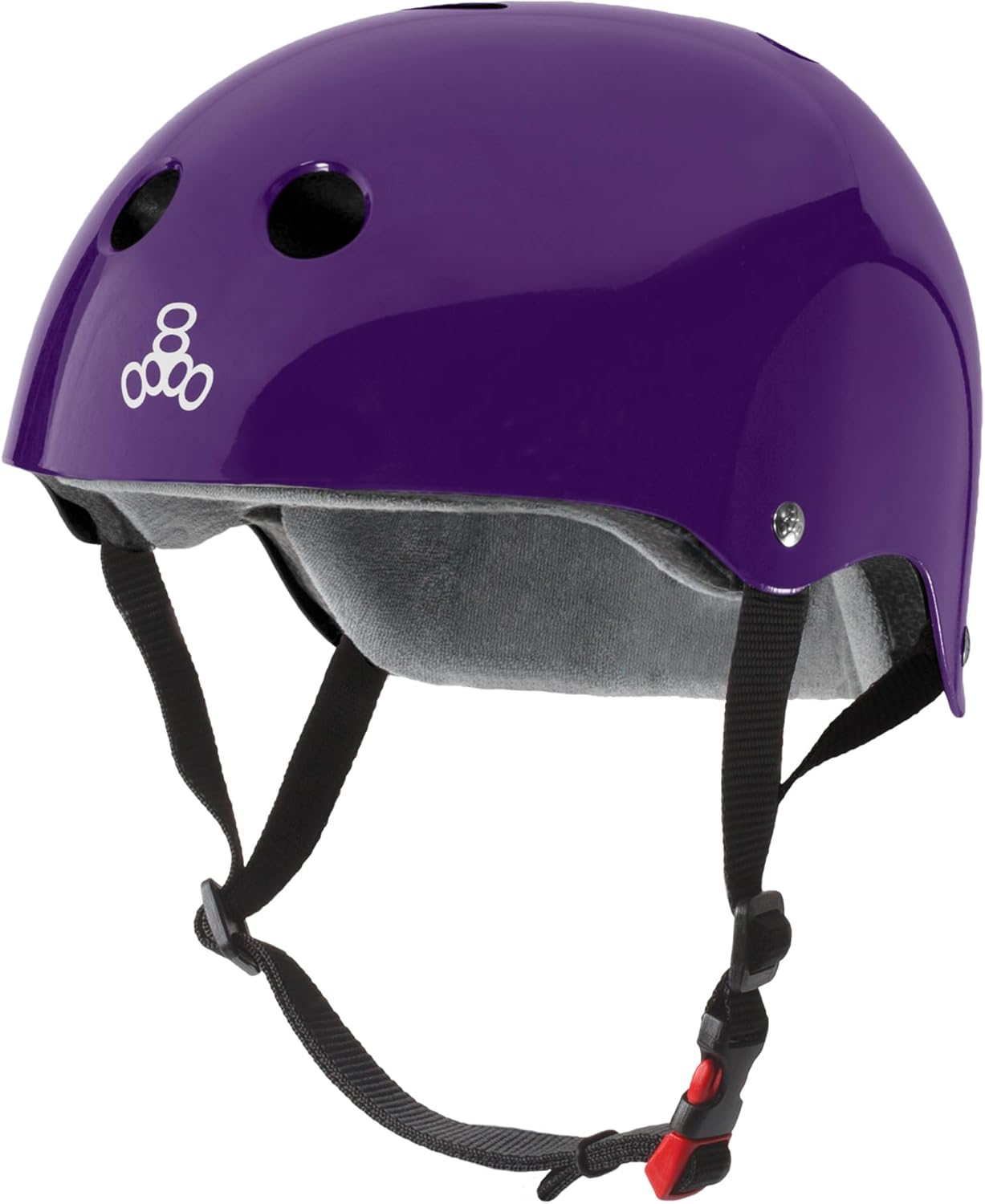 Triple Eight Certified Sweatsaver Helmet for Skateboarding, BMX, Roller Derby, Roller Skating, Inline Skating, Scooter and Bike Purple Glossy X-Large/XXL