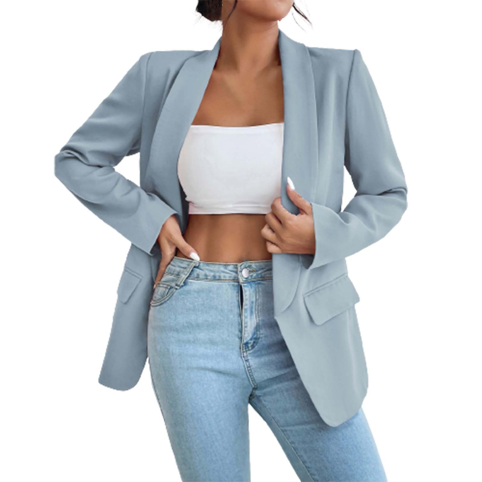 Blazer Casual Donna A Maniche Lunghe In Poliestere – Chiusura A Bottoni, Tasche, Adatto A Tutte Le Stagioni