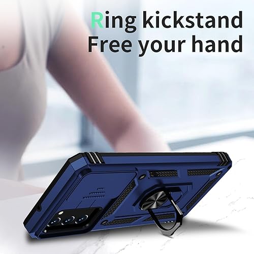 Miniatura 4 de Weycolor for Galaxy A03S Phone Case,Slide Camera Cover HD Screen ProtectorMilitary Grade Shockproof Ring Holder Kickstand Protective for Samsung