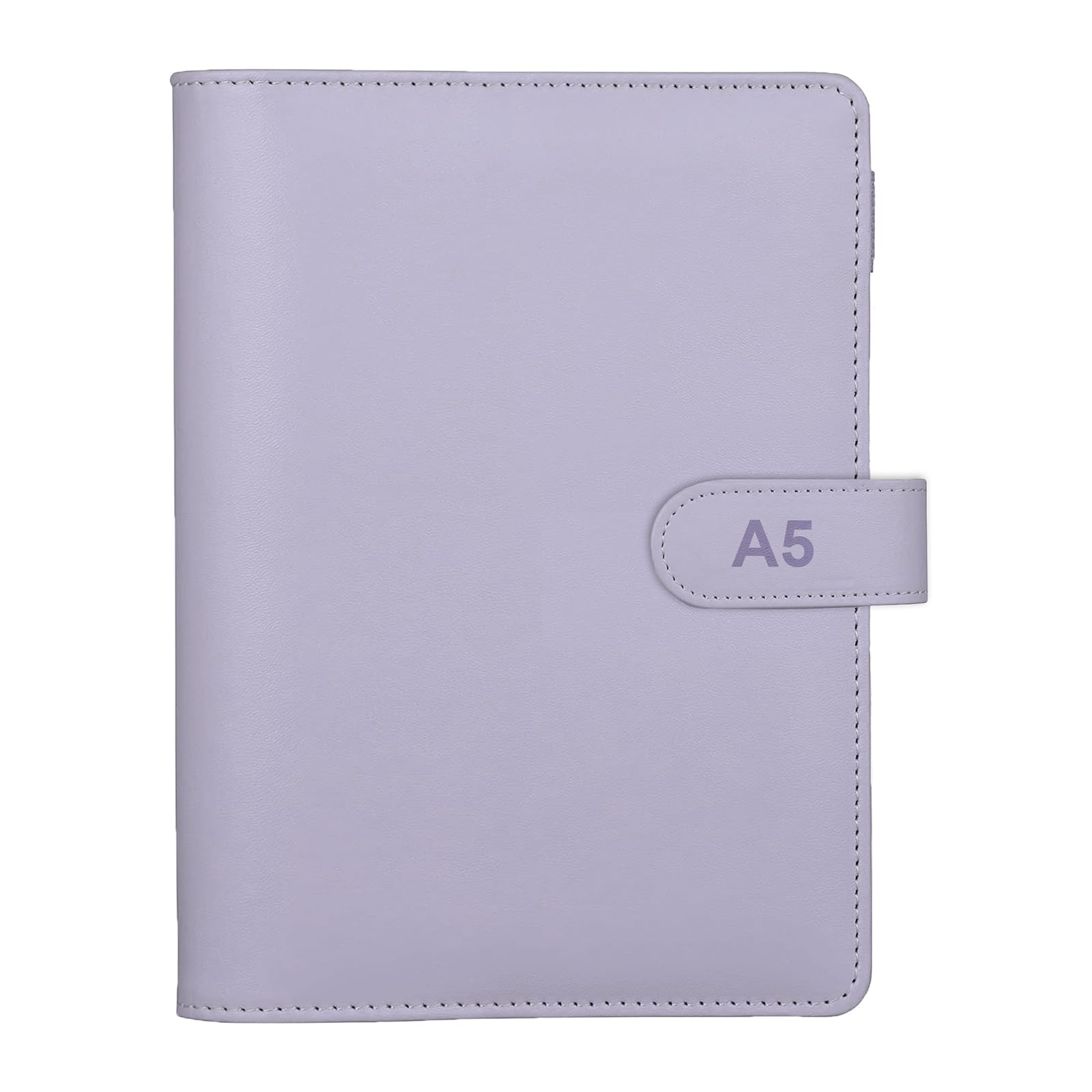 A5 Ring Binder PU Leather Refillable 6 Ring Budget Binder Cover for A5 Filler Paper, Loose Leaf Personal Organizer with Magnetic Buckle for Office School Travel (Purple, Inner Paper Not Included)
