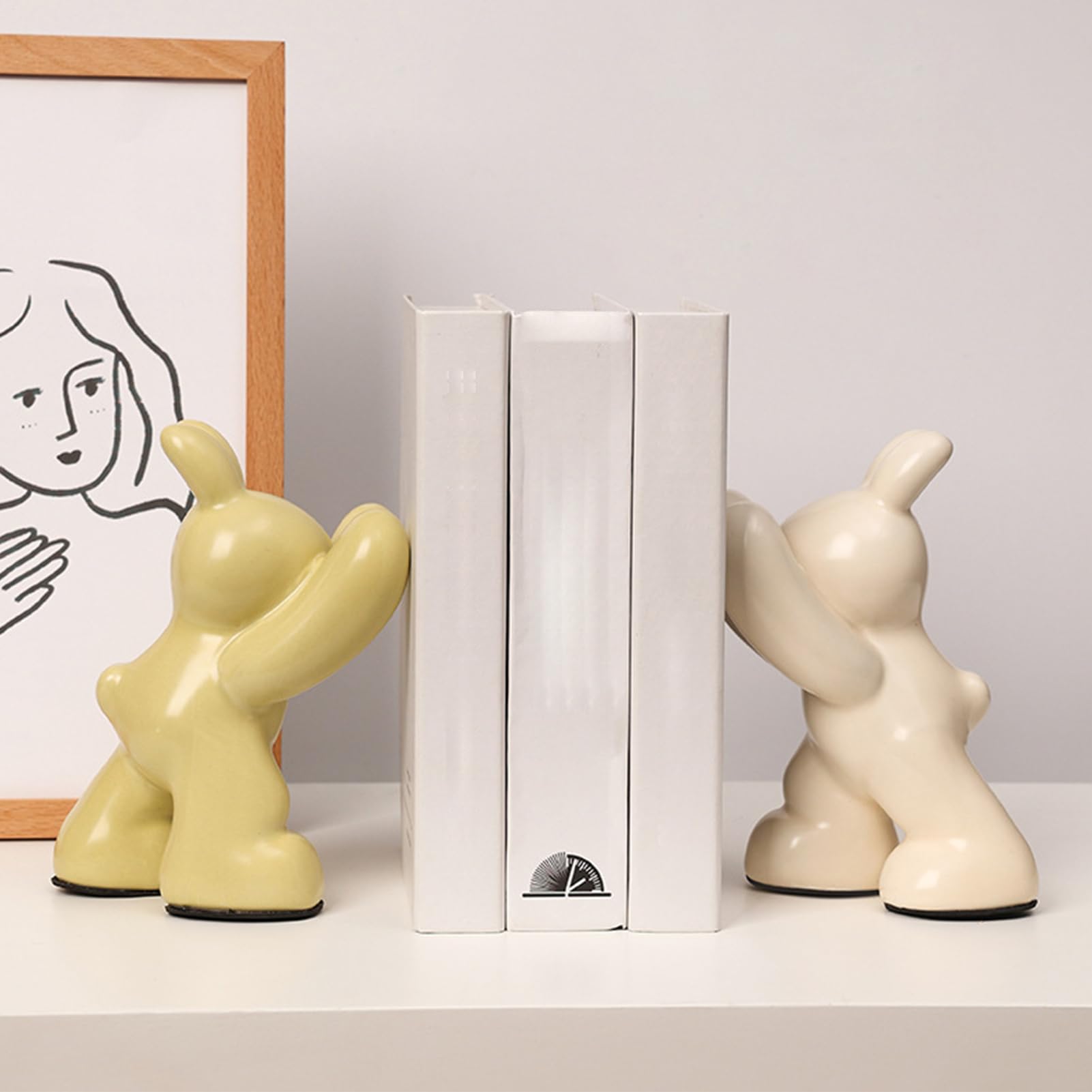 Podpórki Do Książek Na Podtrzymujący Książki Na Półce | Ceramiczna Rzeźba w Kształcie Króliczka, Organizery dla Miłośników Czytania