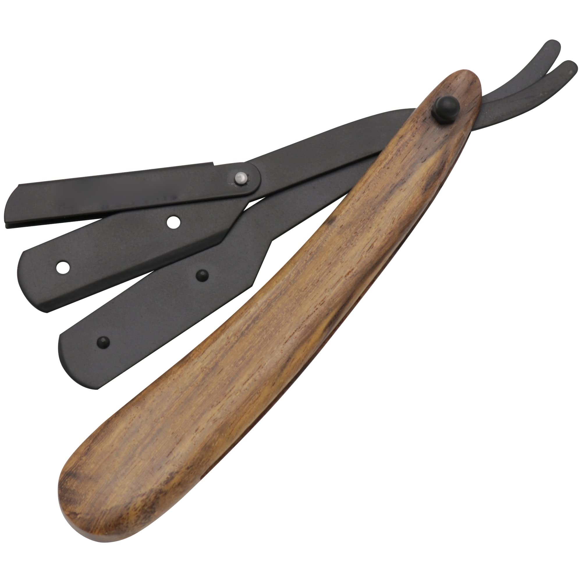 Genuine Wood Handle Professional Straight Edge Razor Barber Stainless Steel Folding Razor, Cut Throat Razors 100 Free Blades