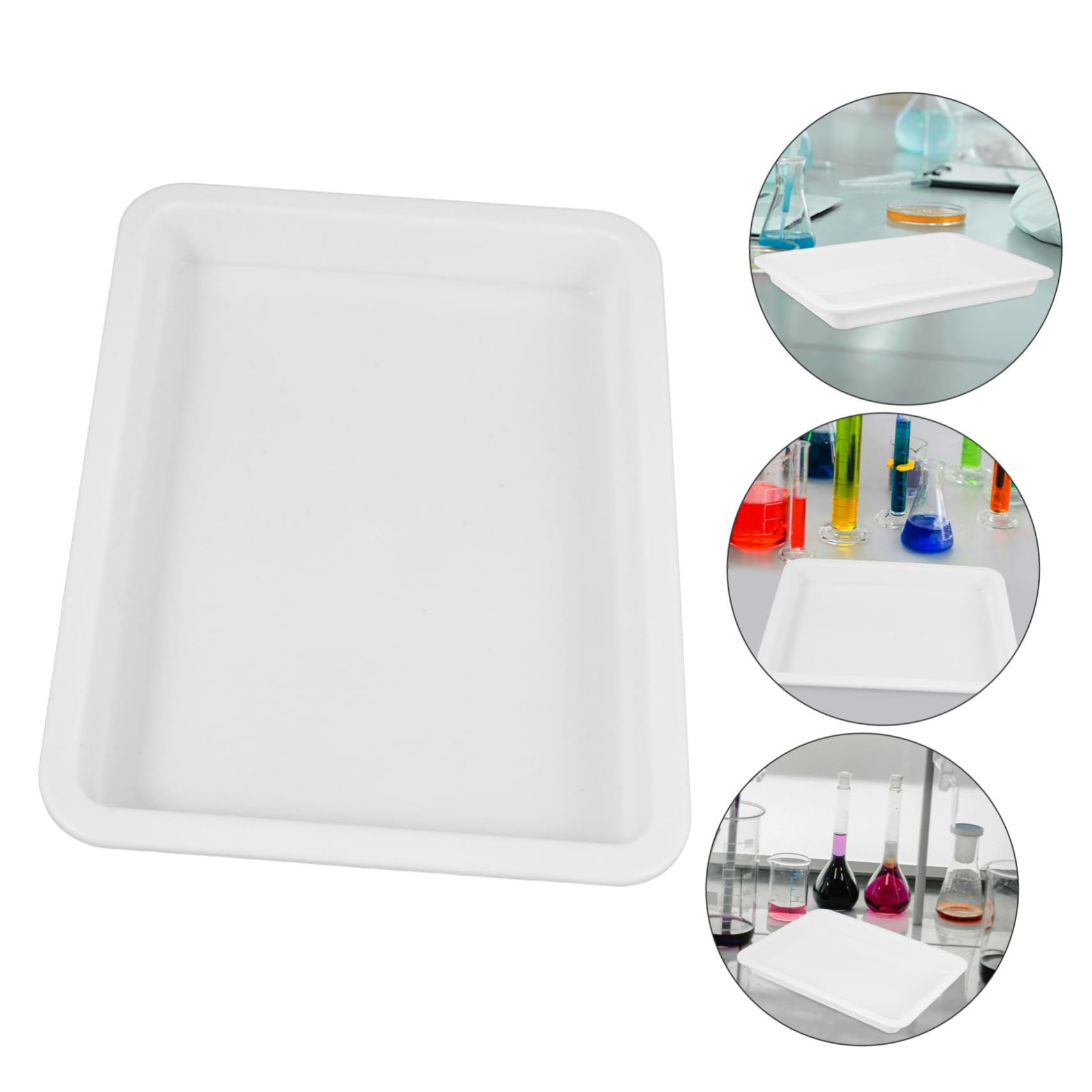 PRETYZOOM 2er-Set Labor-Tablett – 35x25x7,8 Cm, Kunststoff, Auslaufsicher, Für Chemie- & Lehrlabore, Weiss