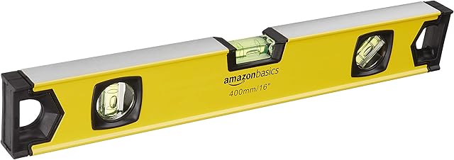 Amazon Basics 40.6 cm Shock Resistant Aluminum Alloy Magnetic Spirit Level Plumb/Level/180 90 45-Degree Bubbles