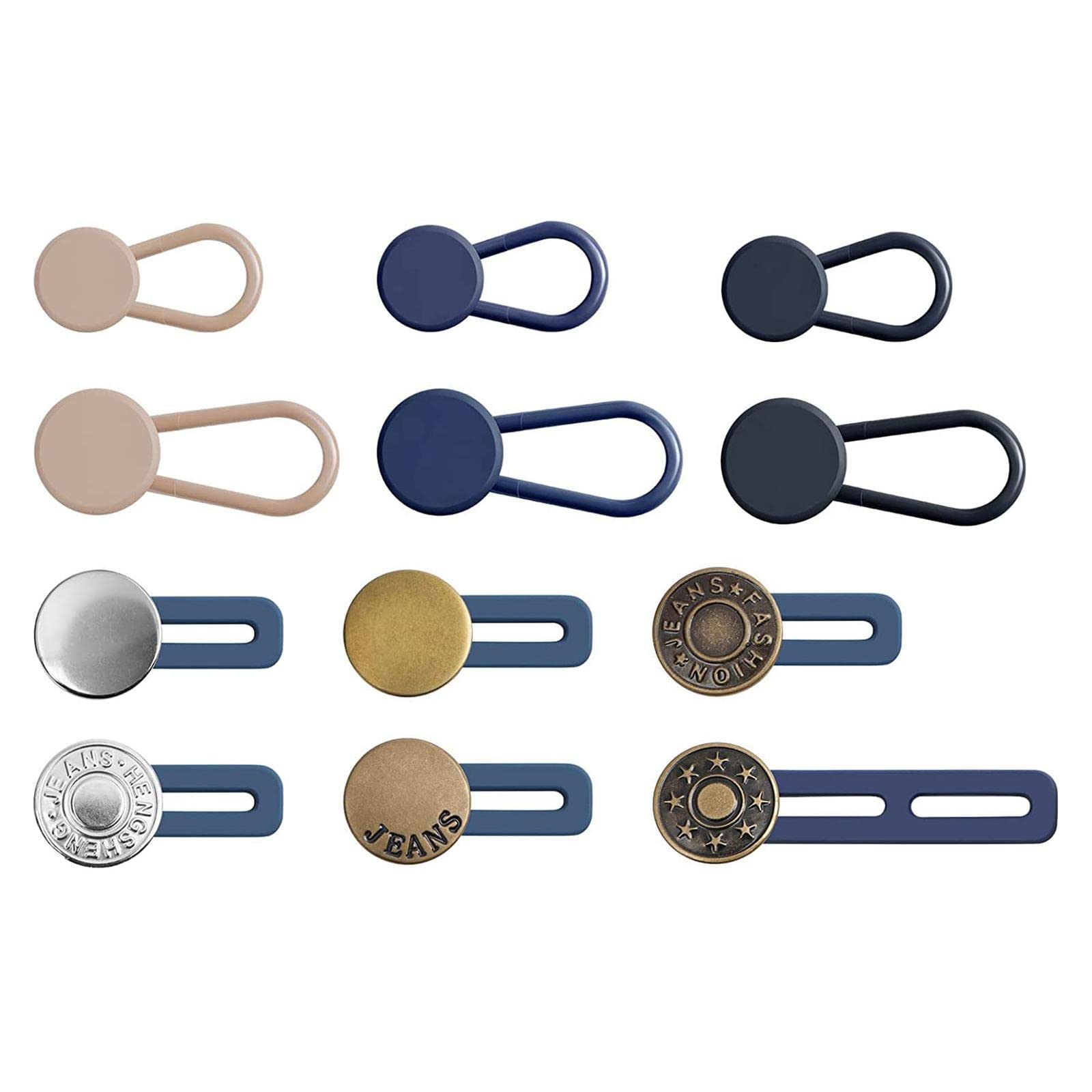 Juego de 10 extensores de botones para pantalones, sin coser, flexibles, invisibles, para camisas y ropa