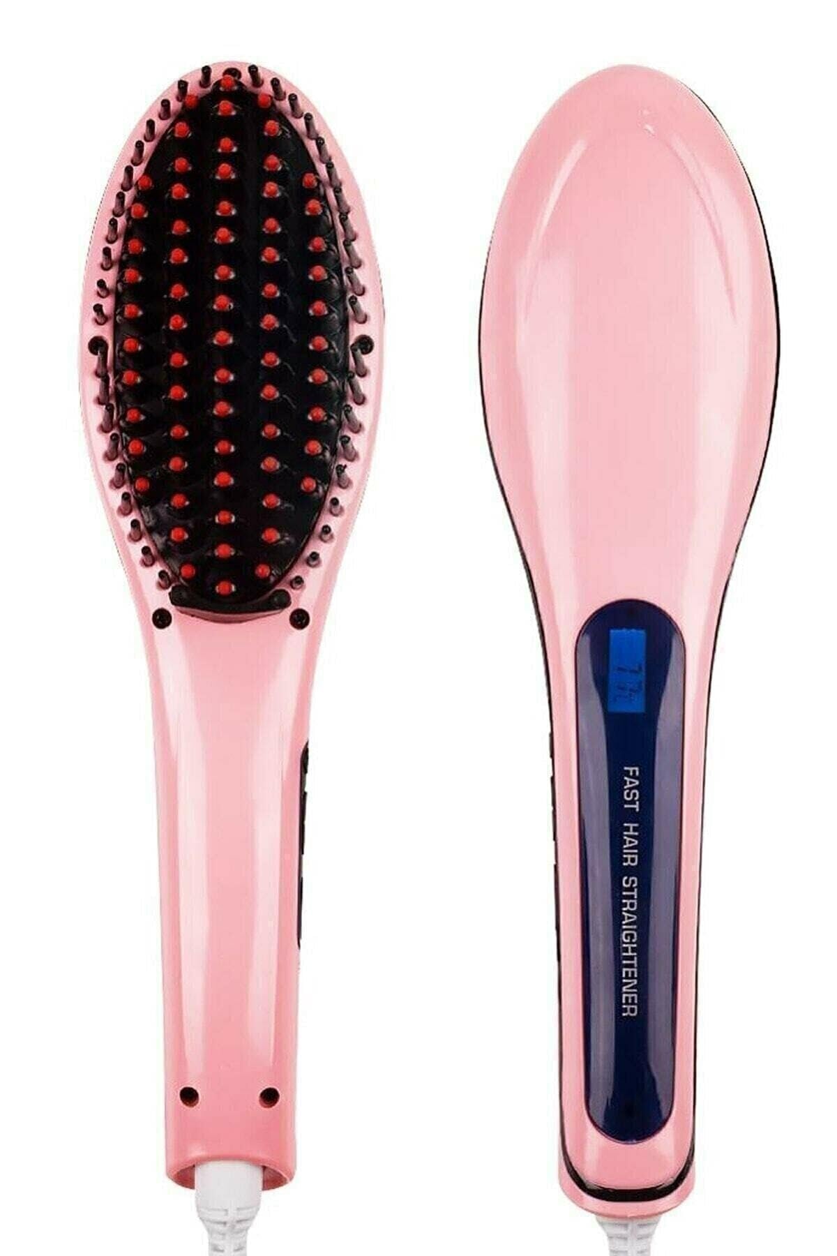 esareticaret Fast Hair Straightener Elektrikli Saç Düzleştirici Tarak, 180-230°C Sıcaklık Kontrolü, Pembe