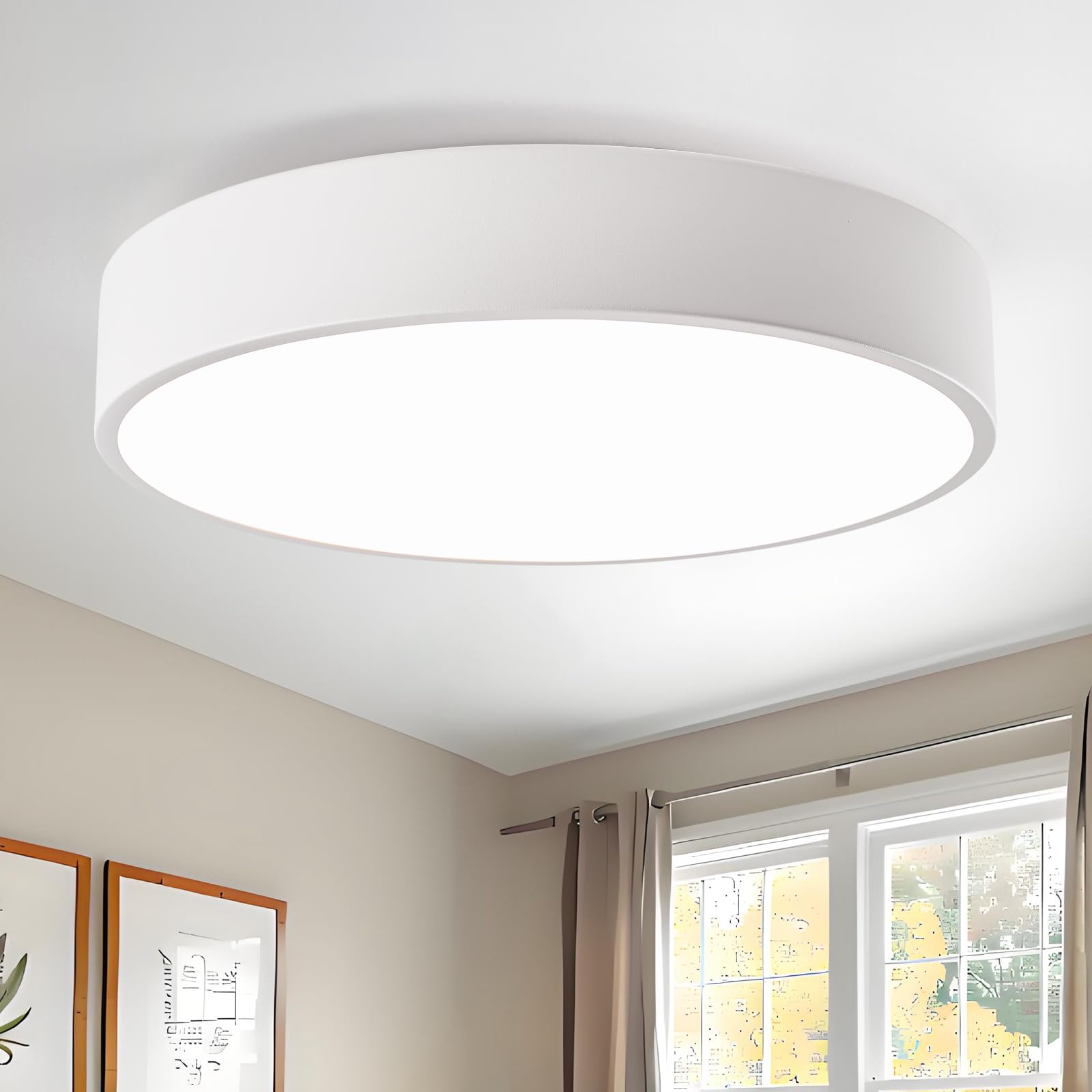 Modern Flush Mount Ceiling Light, 3-Lights Round White Ceiling Light Fixtures, Minimalistic Ceiling Lamp Acrylic Shade Lighting Fixture for Bedroom Laundry Room Living Room Hallway(15.8")