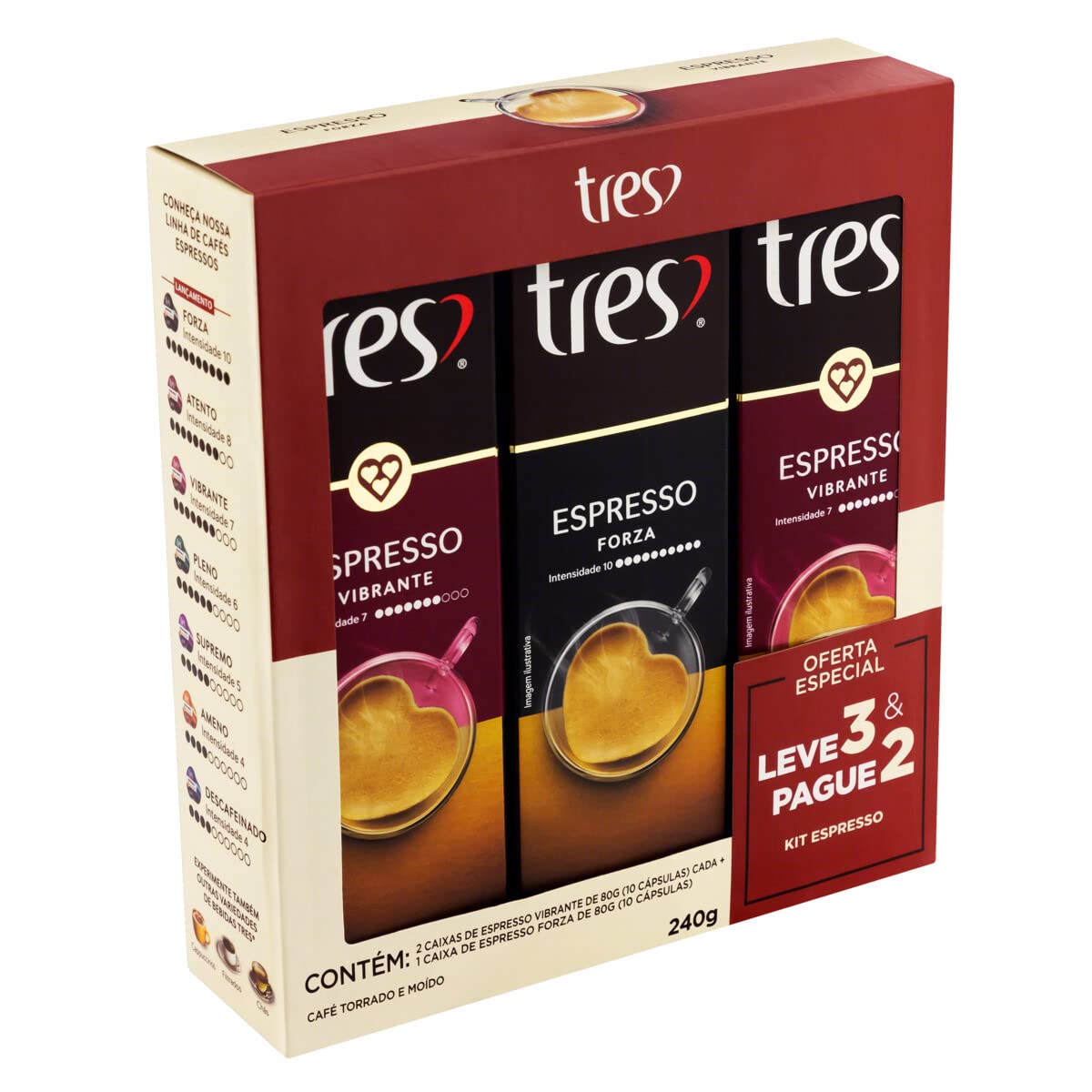 TRES CORACOES Kit Cápsula Espr Forte L3 P2 3 x 10 x 8g | Amazon.com.br