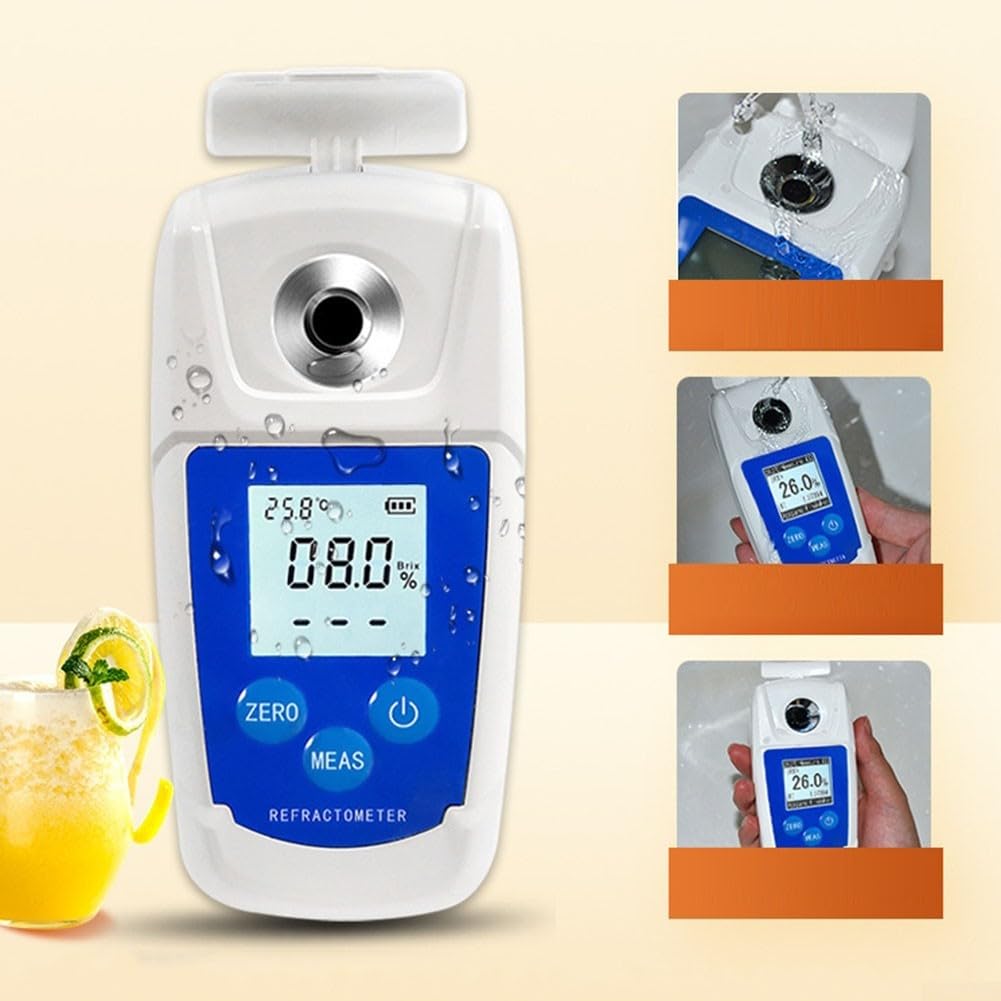 Medidor digital de azúcar con rango de 0-32% y 0-55%, probador de azúcar de alimentos impermeable con compensación automática para uso en la industria de alimentos y bebidas (0-32%)