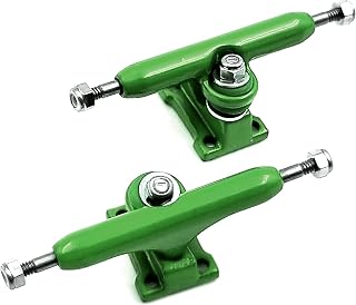 SPITBOARDS 34 mm Fingerboard Pro Trucks by, Real Lock Nuts, Rubber O-Ring Urethane Bushings, Optimised Hanger, Width 34 mm, for Fingerboard Tuning and Assembling (Green)