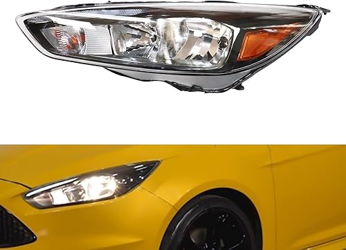 Miniatura 3 de CNCEST Faro halógeno izquierdo con LED DRL para Ford Focus 2015 2016 2017 2018 - Carcasa negra  Ajuste directo - Lado delantero izquierdo del