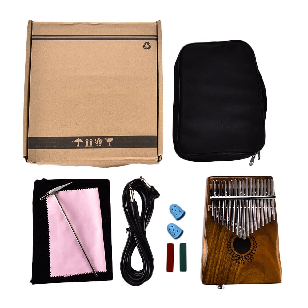 YXSH 17 Tasti con Design Curvo per Il Resto della Mano Pianoforte Portatile con Dita in Mogano con Libro di Spartiti E Martello per Melodie, Regalo per Bambini Adulti Principianti Professionisti