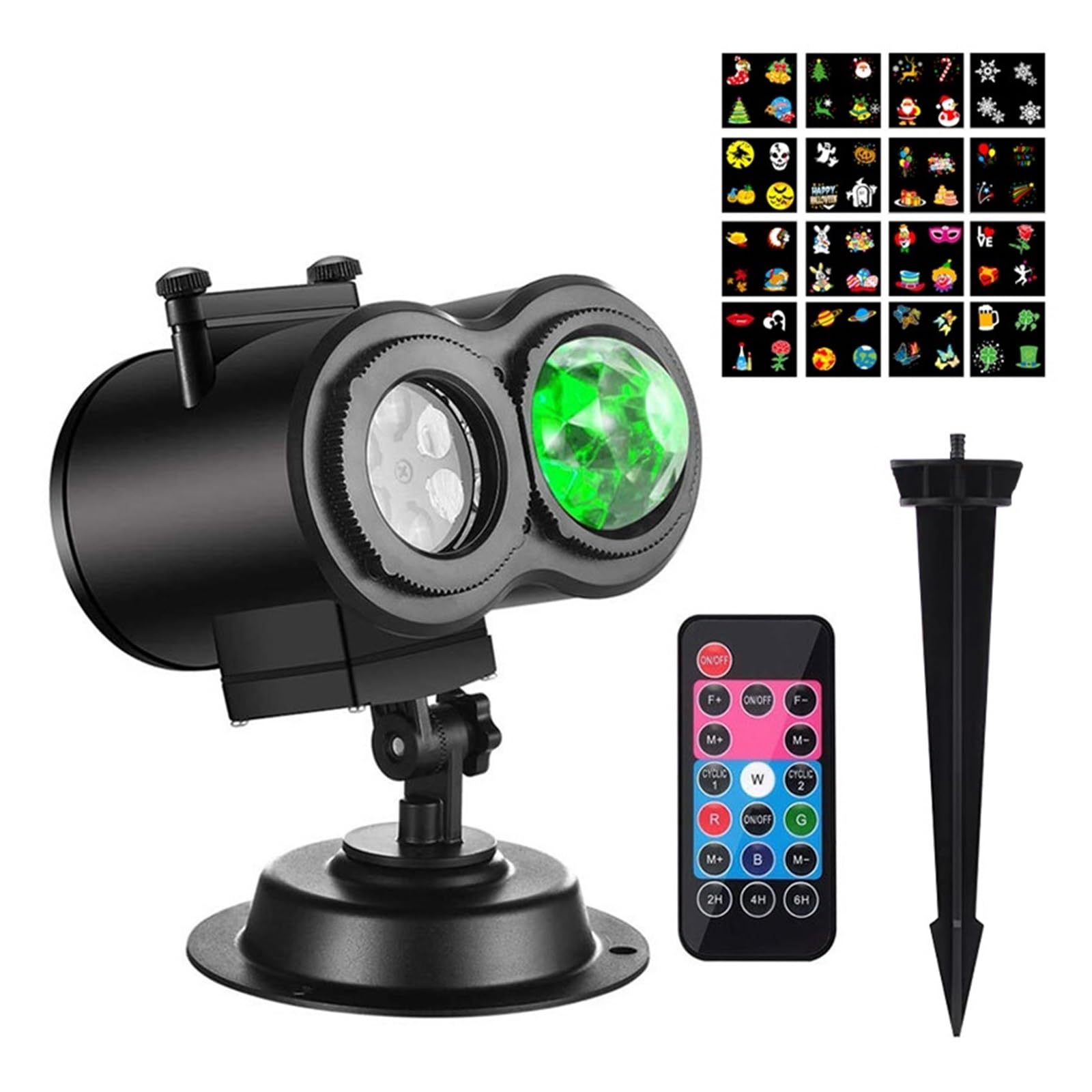Projecteur Noel Exterieur, Projecteur LED de noël avec télécommande, étanche, Lampe de Paysage d'extérieur, Halloween, décoration de Jardin, fête de noël, Vacances(16 Patterns)