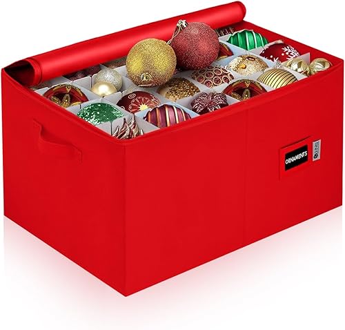 Miniatura 13 de Contenedor de almacenamiento de adornos navideños con divisores, caja almacena adornos de hasta 54-4 pulgadas, con cremallera, conveniente, Gris