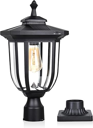 Vista 7 de KMC KMC IGHTING ST4322Q - Lámpara solar para poste de 120 lúmenes, aluminio fundido a presión, color negro con base de ajuste de 3 pulgadas, montaje