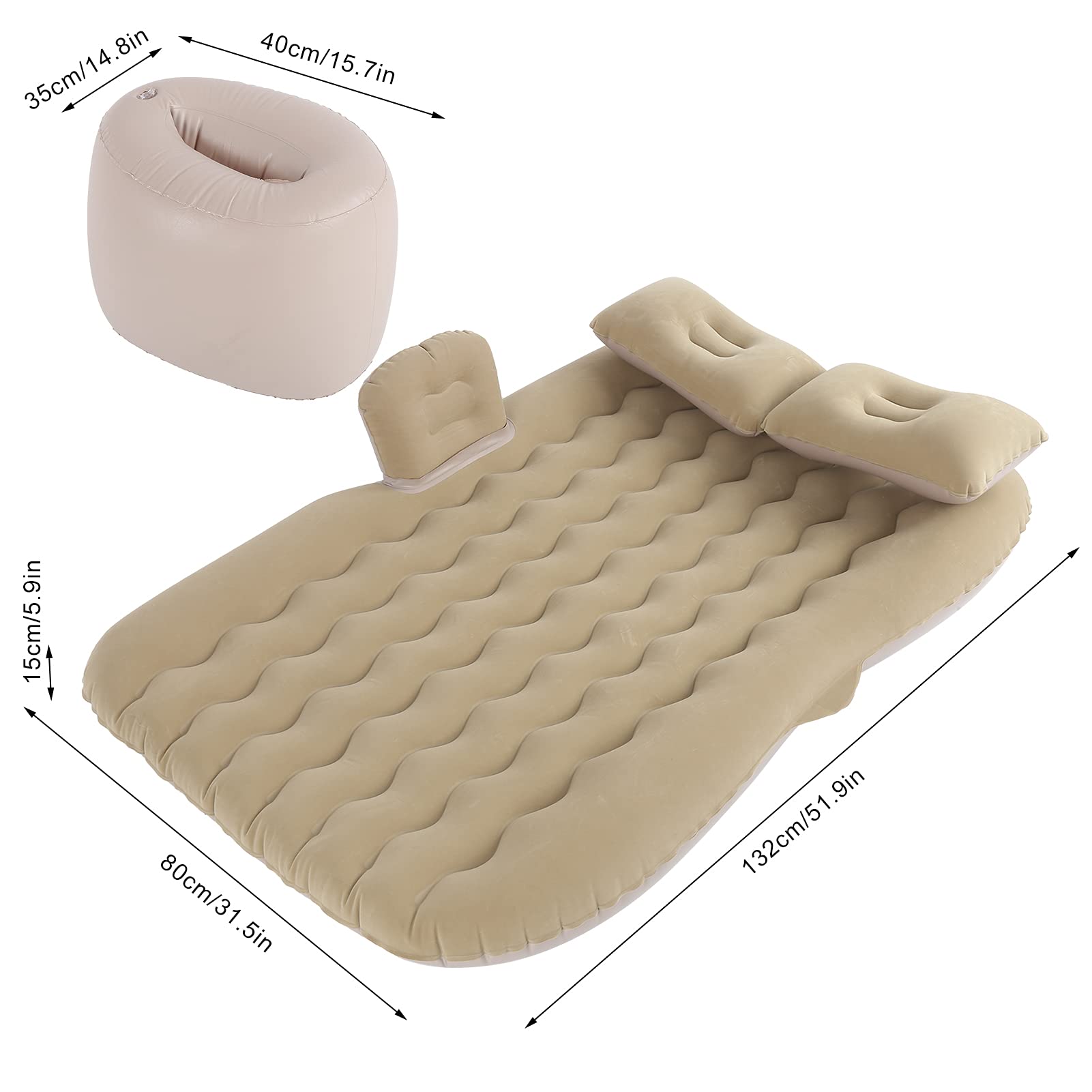 Materassino Auto con Blocchi di Sicurezza, 132 X 80 Cm per Viaggi | Materiale floccato in PVC, compatibile con berline, SUV, uso esterno