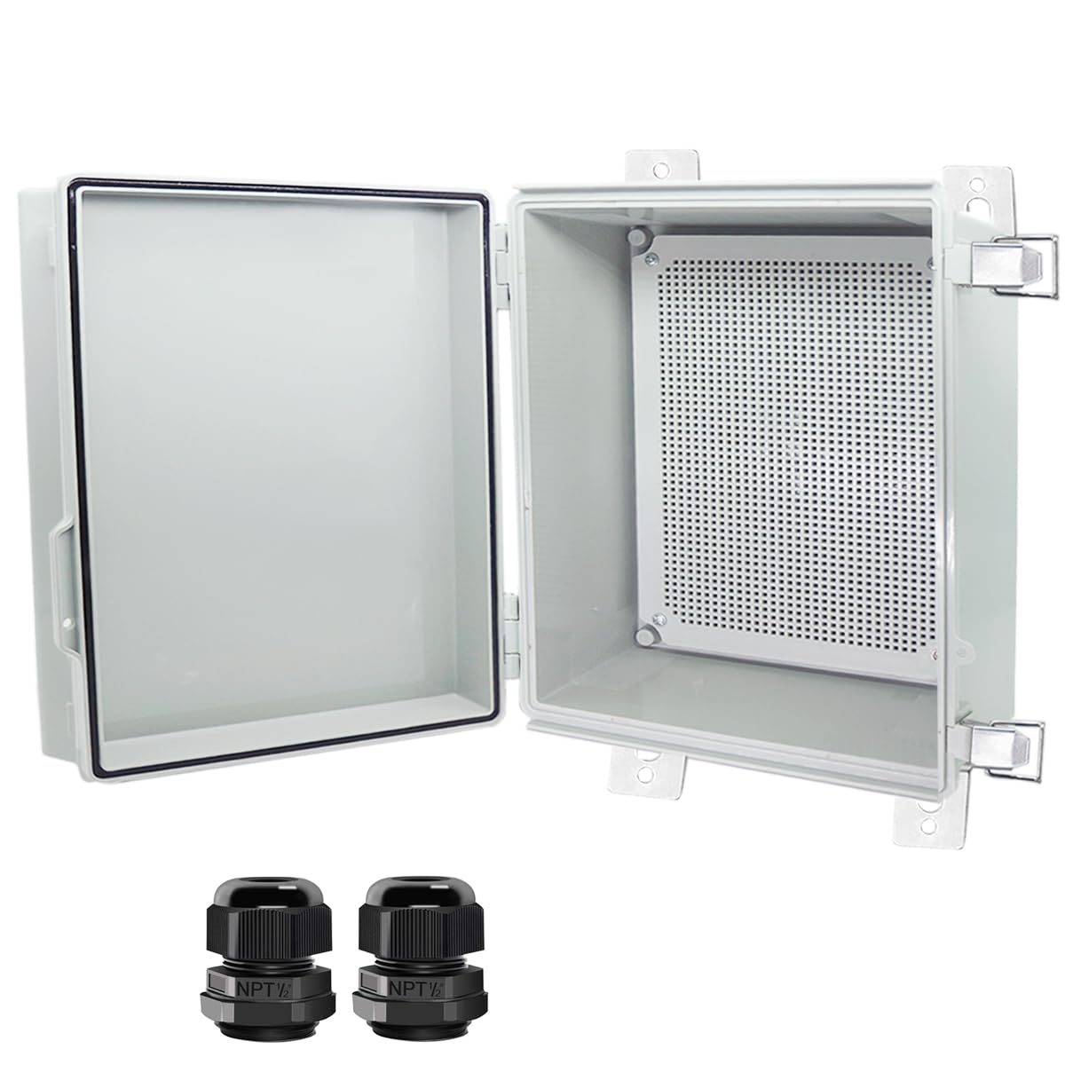 Junction Box,IP67 Waterproof Electrical Box Hinged Clear Cover Stainless Steel Latch Project Box Enclosure with Mounting Plate & Wall Bracket, Black 11.8 x 7.9 x 6.7inch(300x200x170mm) — Amazon image 18