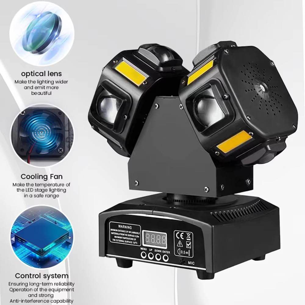 2-Armiger Moving Head Dj-Scheinwerfer,17 Kanäle,Dmx-512-Sound | 8 Led-Perlen,Hd-Linse,Beeindruckende Effekte,Automatische Positionierung,Für Partys,Live-Shows Und Discos
