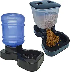 Kit Bebedouro e Tratador Automático para Cachorro de Grande Porte - Bebedouro e Comedouro Pet (Preta, KIT)