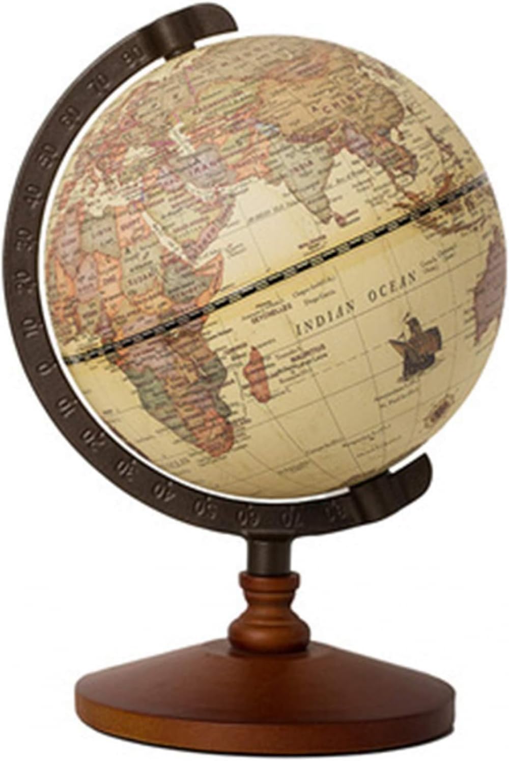 Mappamondo antico con base in legno, mappamondo decorativo vintage da scrivania