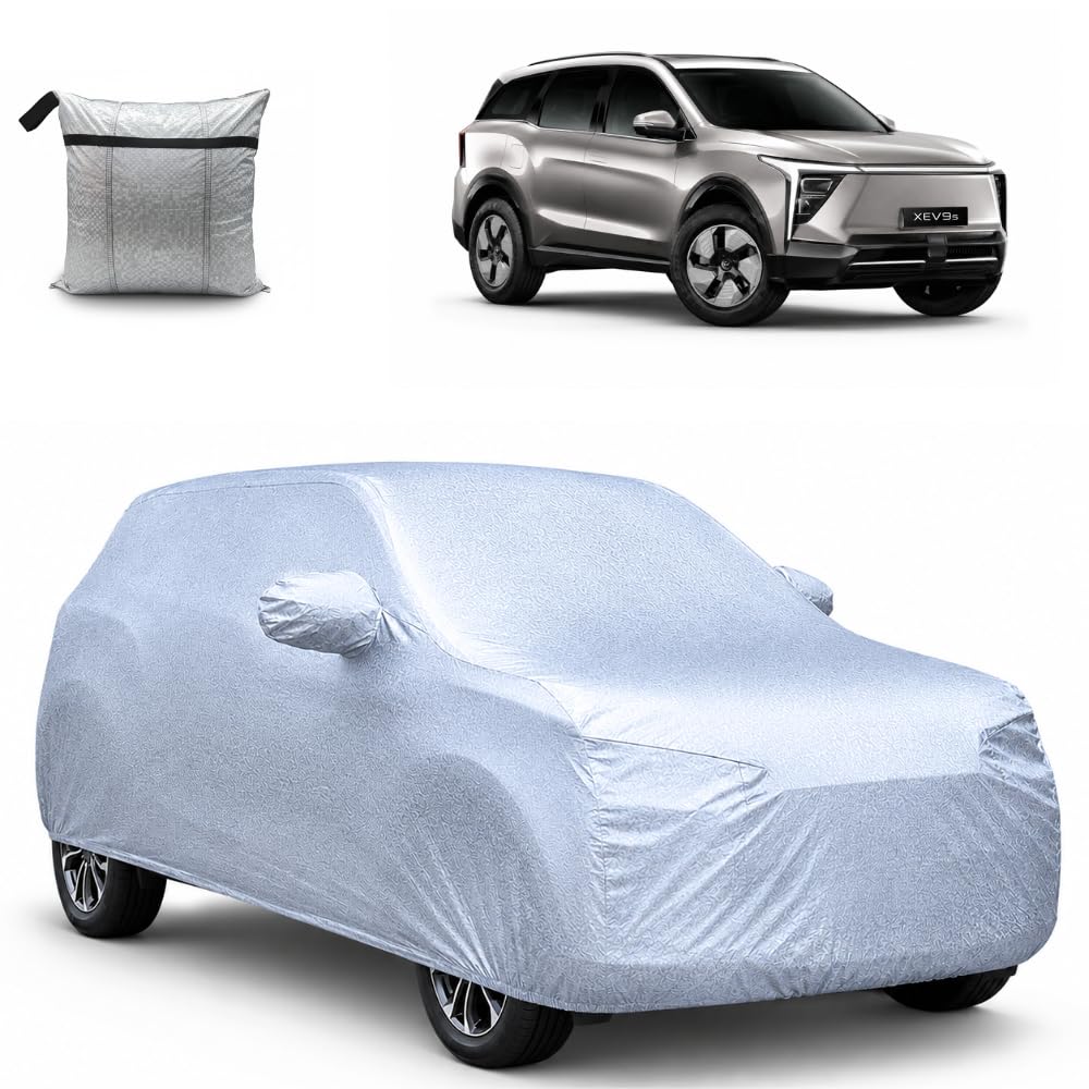 ADDIROXX Silver Series 100% Waterproof Car Cover for XEV9S[2025-2026] with Mirror Pockets | UV Protection, Heavy-Duty, All-Weather, Custom Fit, Dust-Proof for Indoor & Outdoor Use.
