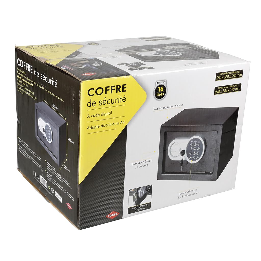 Cogex 80876, Cassaforte di sicurezza con codice digitale, Grigio (grau)