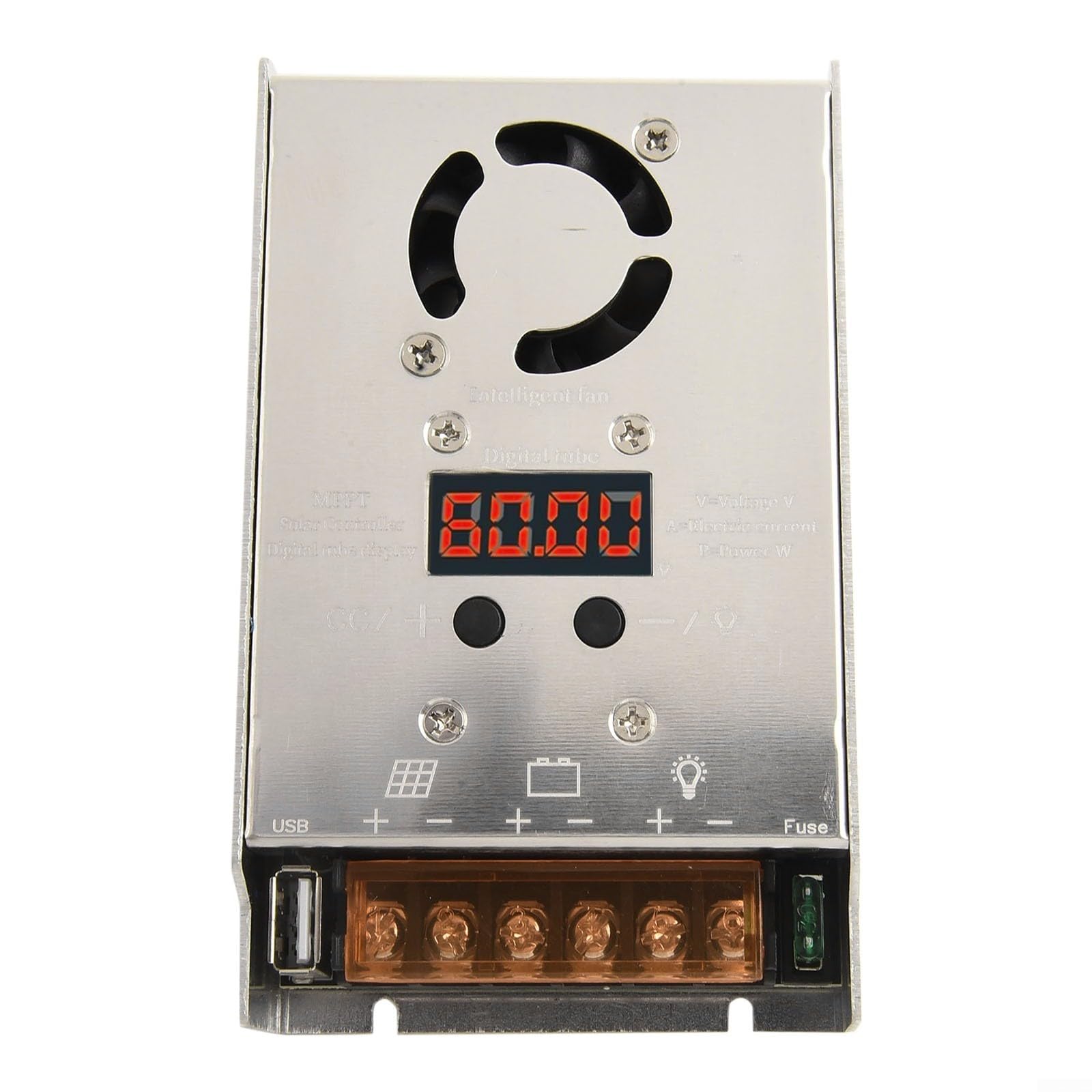 MPPT Regulador de carga solar, 25 A, 750 W, convertidor de voltaje de 18 V-80 V a 12 V/24 V para ácido de plomo para batería de gel lifepo4 con pantalla LED y ventilador inteligente, protección IP30