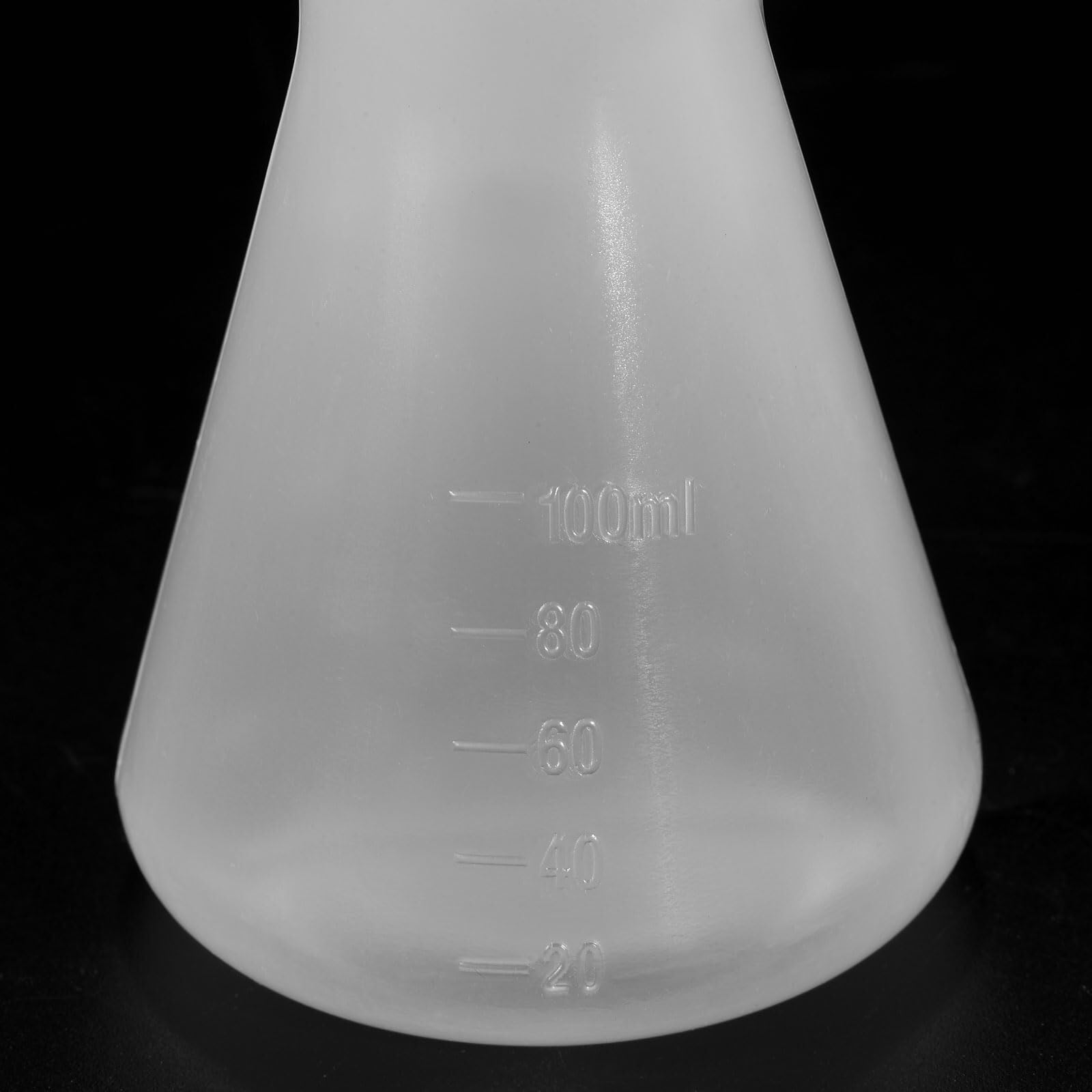 Matraz de Erlenmeyer de plástico 100ml - 2 Pack Matraz cónico de boca ancha para laboratorio, transparente(100ml)