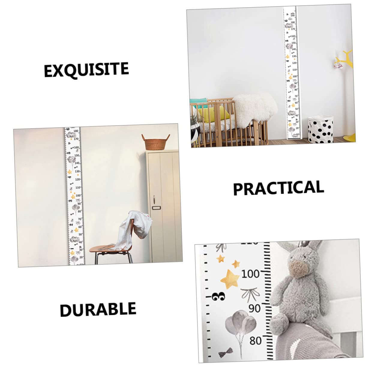 SUPVOX Kids Growth Chart Height Ruler Canvas Wall Hanging Measuring Chart for Kids Room Decor