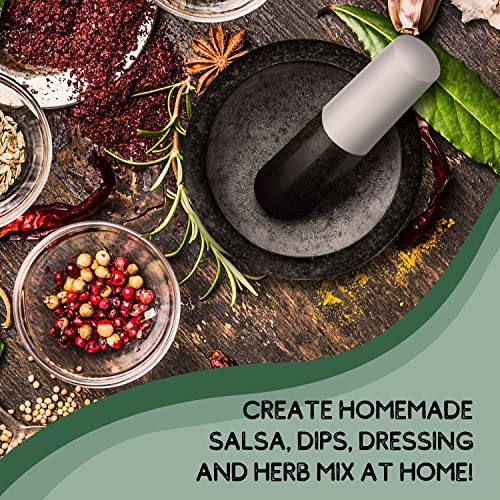 Flexzion Silicone Mortar And Pestle Set Marble Pestal Mortar 5.5" Black Marble Mortar And Pestle With Silicone Base And Easy Grip Handle Kitchen Stone Grinder Bowl For Guacamole Bowl Salsa Spice #TOP3