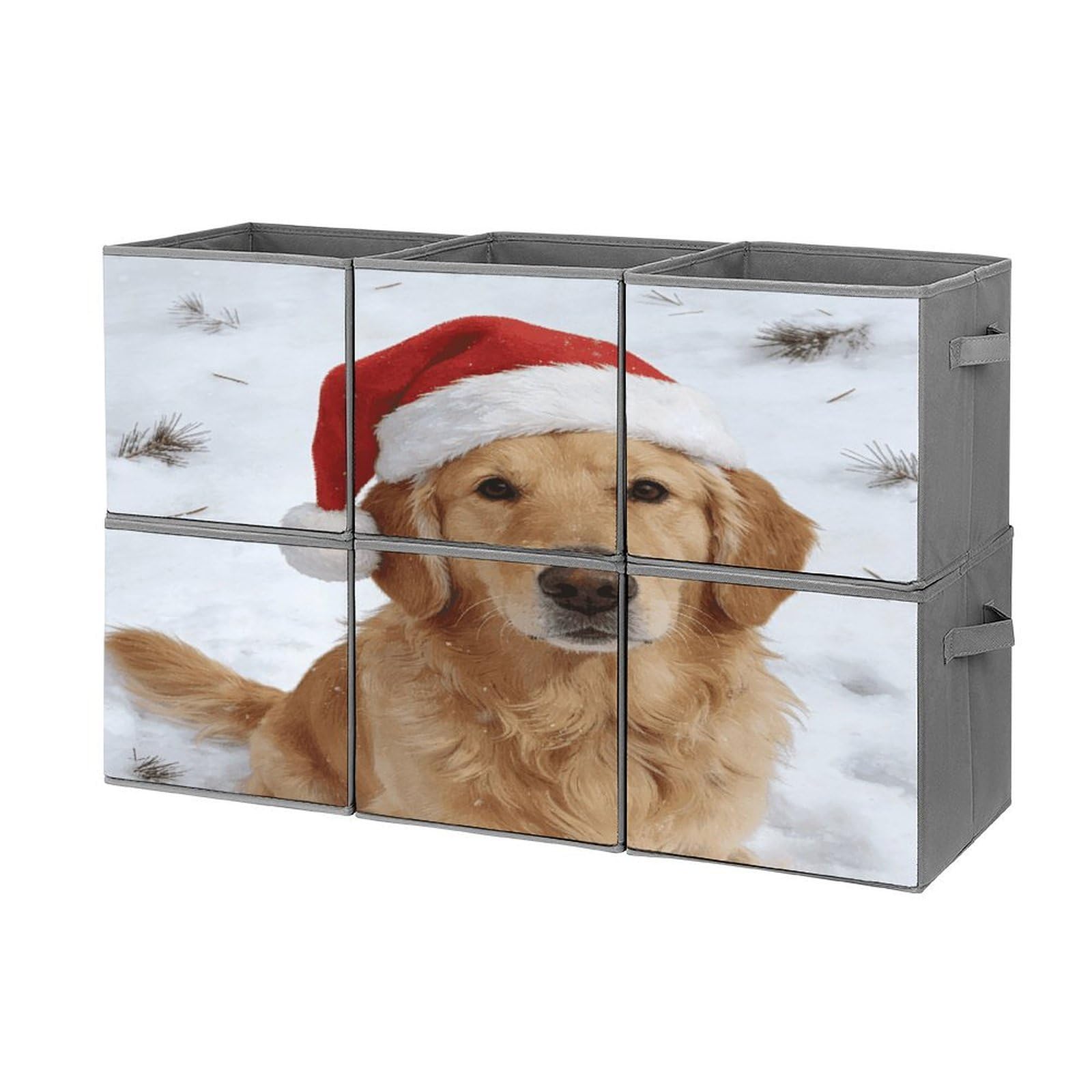 Fodpand Style Winter Warm Sunlight Cube Bins With Double Handles,Set Of 6 Cube Organizer, Stackable And Foldable Storage Bins For Organization, Closet, Shelves, Offices