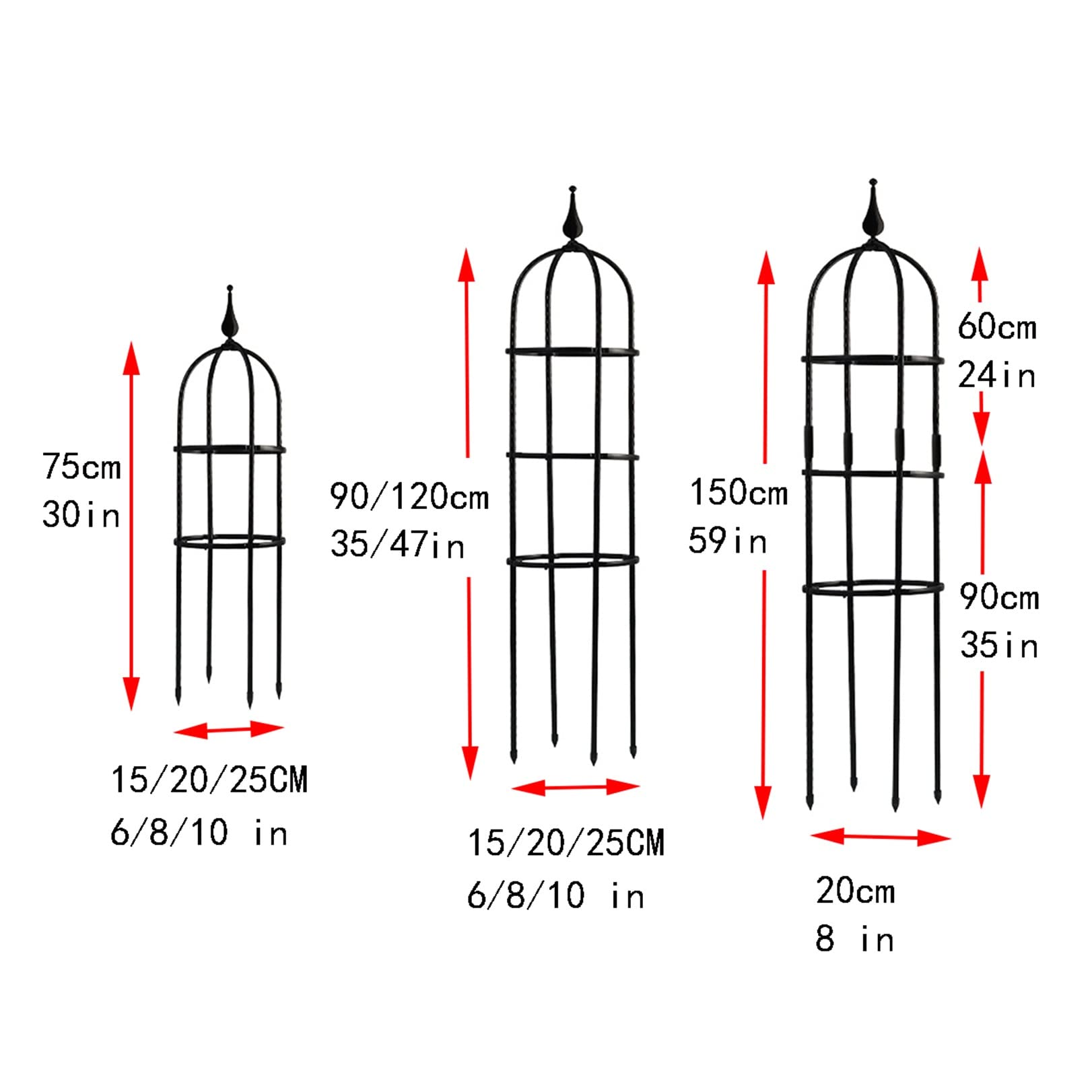 Obélisque de Jardin Arceau Arche,Tuteur Tomates Pieu de Jardin Tuteurs pour Plantes Support tuteur métal Colonne rosiers aux intempéries pour Support de Fleurs,de Légumes,Plantes,Jardinage et verger