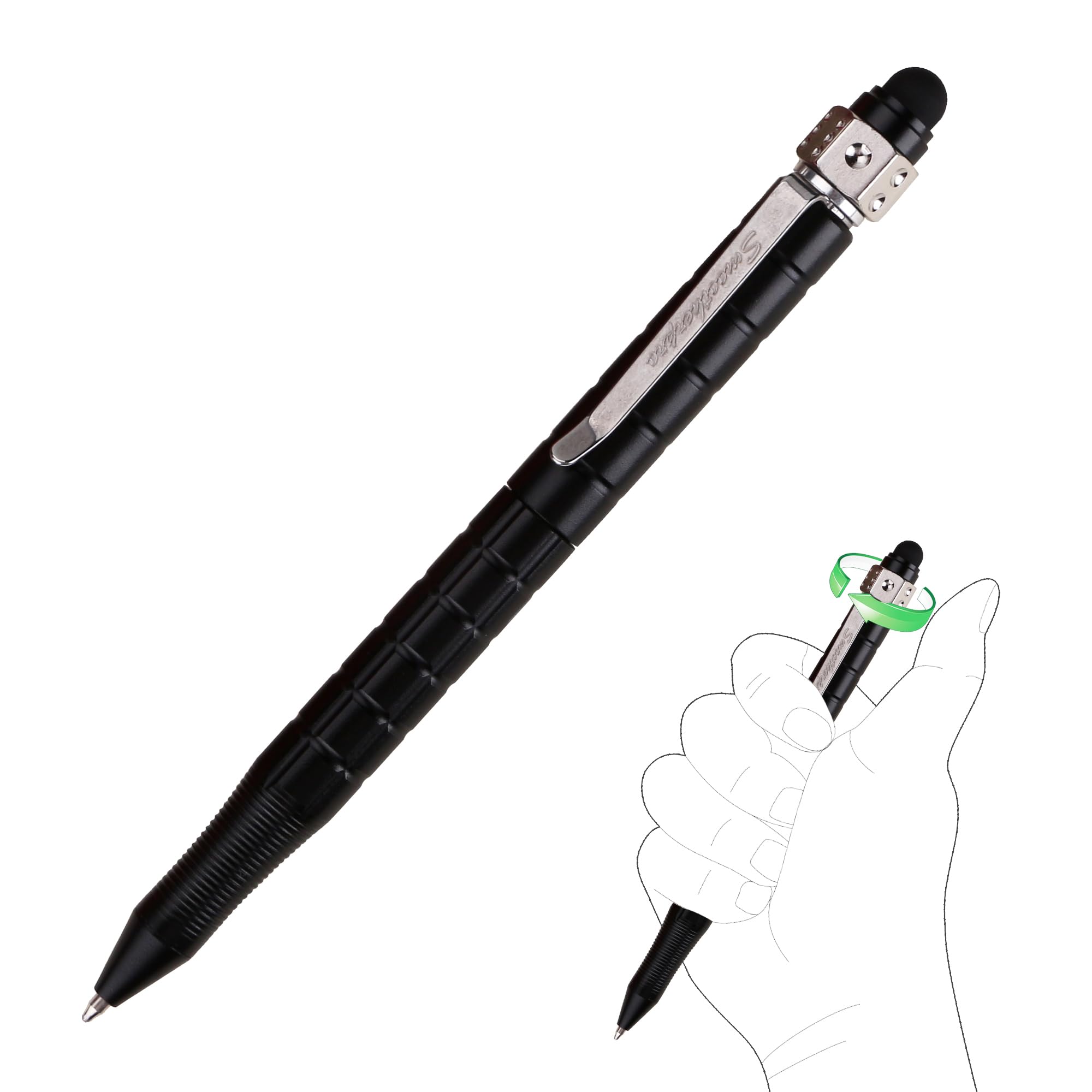 SMOOTHERPRO Stylus Fidget Spinner Pen Compatible with Parker Refill Stress Relief Smooth Bearing Creative Gadget EDC for Office School Black(FSA01B)