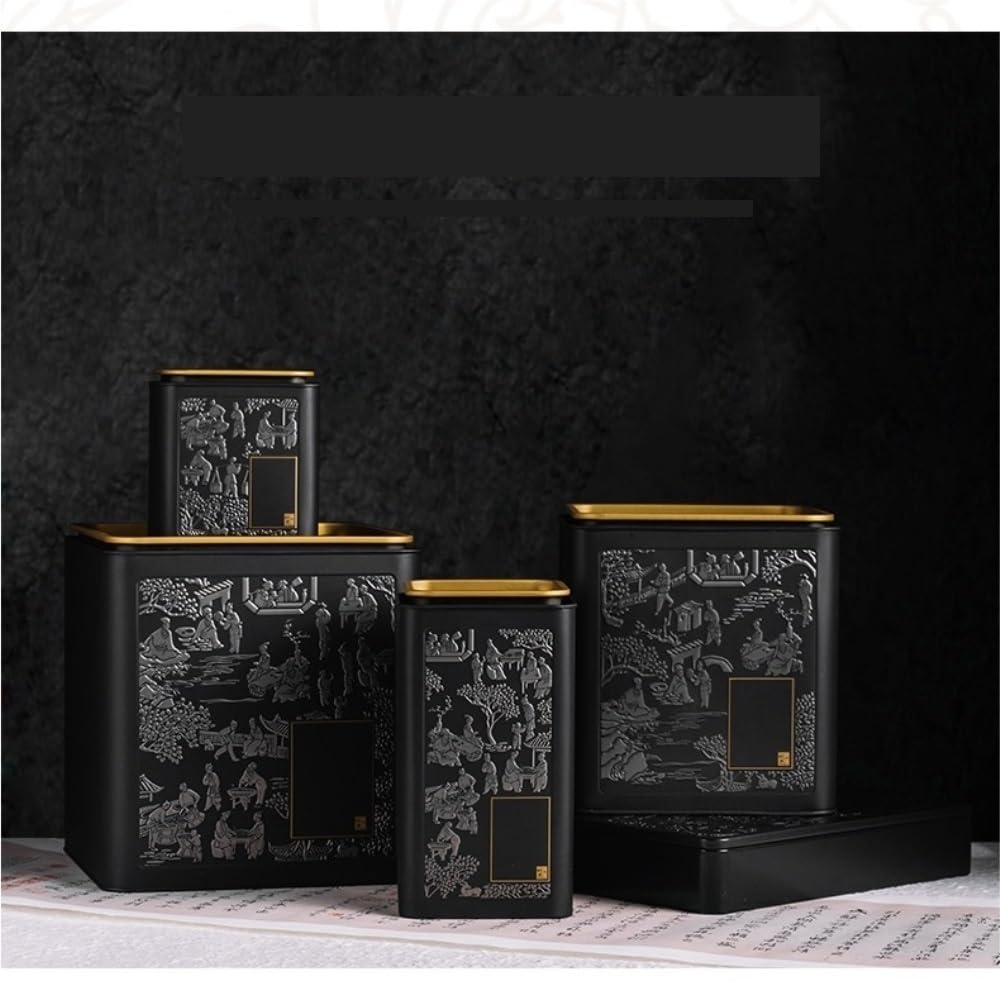 HLTYGWX Teedose, Vorratsbehälter für große Teemengen, quadratische Eisendose, versiegeltes Glas, großes Fassungsvermögen, leeres Glas, Tee-Set, einzelnes Glas, Geschenkbox-Set, Teedose (A)