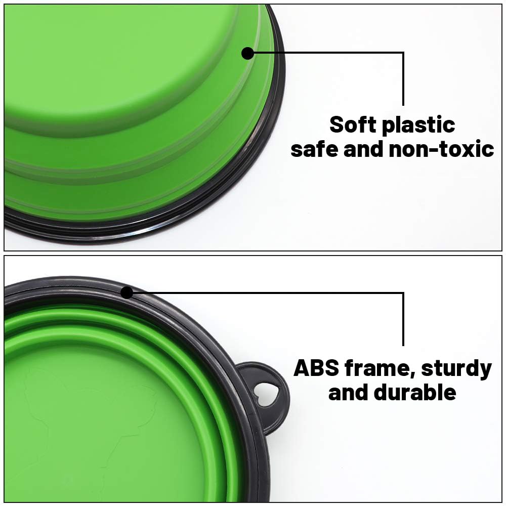 2 Ciotole Pieghevoli Per Cane Con Moschettone - Portatili Da Viaggio - 350ml - Azzurro E Verde - Foto 8