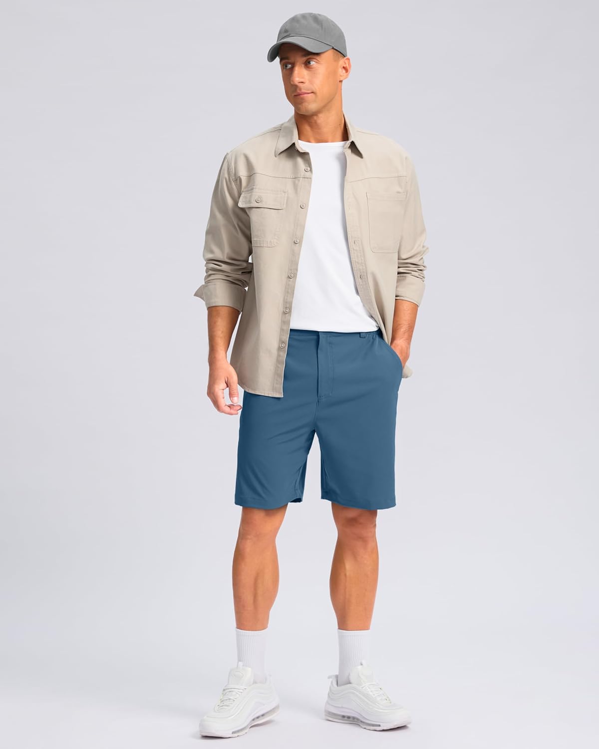 Pudolla Men's Casual Shorts 7"/9"/5" Lightweight Golf Shorts with 3 Pockets Stretch Quick Dry Comfy Work Shorts - Image 6