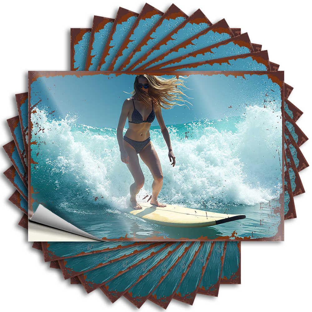 Fzfn Boys Colour Decal Funky Custom Stickers, Bottle Waterproof Surfing Adventure: Catching Waves In Style For Hydro Flask | Motivational Vinyl Decals For Outside Holiday Gift(6X9cm)