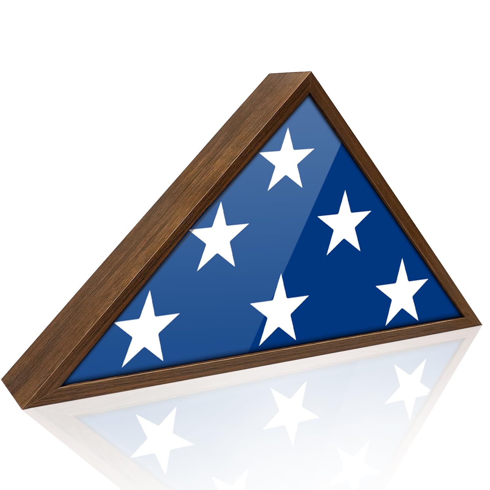 Flag Case for Burial Flag fit 5' x 9.5' Funeral Flag,Veteran Burial Flag Display Case with HD Plexiglass and Wall Mount,Folded Triangle Flag Military Case Holder Frame for American Flag